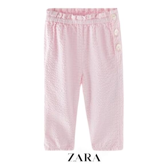 ZARA Kids | Pink | TEXTURED TROUSERS WITH BUTTONS - Picture 1 of 8
